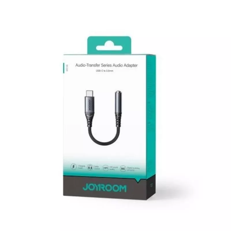 Joyroom SY-C01 USB-C–3,5 mm -äänisovitin 60-W-PD-lataustoiminnolla, 0,14 m, musta
