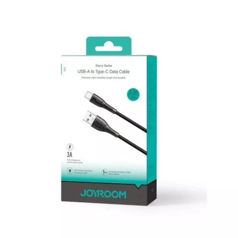 JOYROOM USB-A - USB-C -kaapeli Starry Series, 480 Mbps, 3A, 1 m, musta (SA32-AC3)