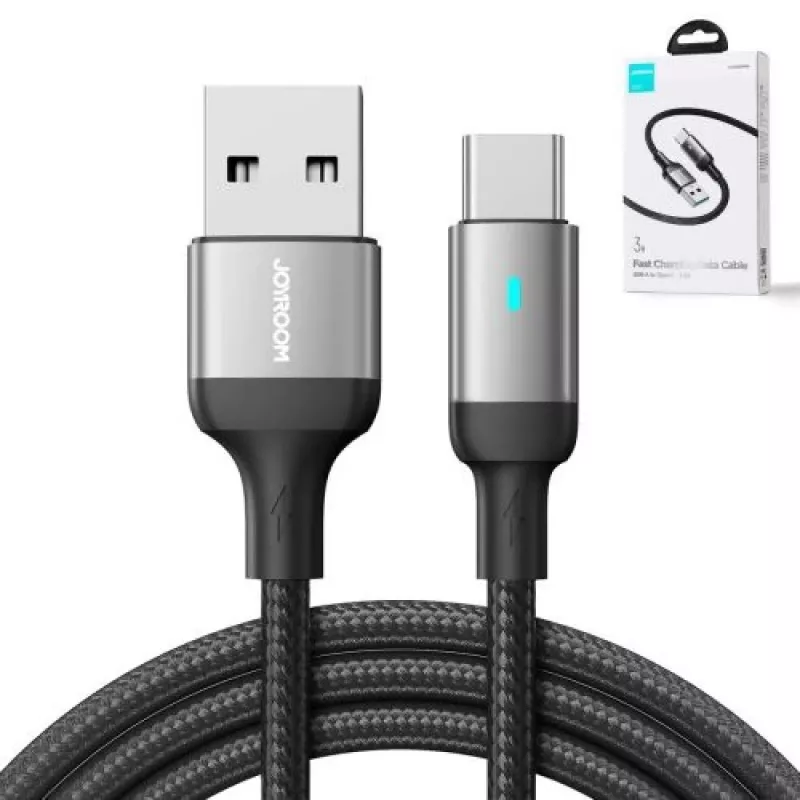 JOYROOM USB-A - USB-C datakaapeli, 3A, 1,2m, musta (S-UC027A10)