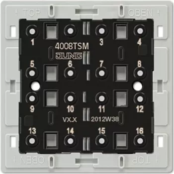 Jung 4008 TSM painikemoduuli, 1-napainen, 250 V AC, 10 A, ruuviliittimet, uppoasennus, valkoinen