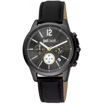 JUST CAVALLI MAN JC1G175L0245 42 mm kvartsianalogikello sininen kellotaulu ruskea nahkaranneke