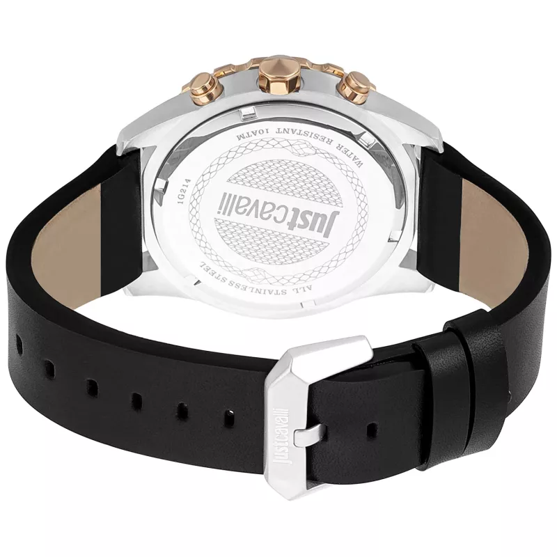 JUST CAVALLI MAN JC1G214L0025 42 mm kvartsi analoginen kello musta kellotaulu nahkaranneke