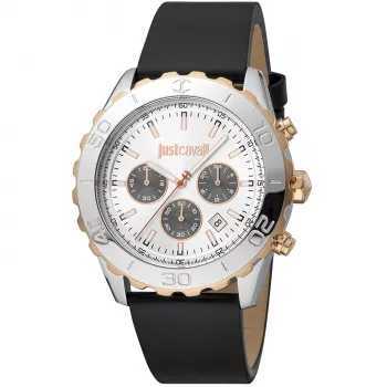 JUST CAVALLI MAN JC1G214L0025 42 mm kvartsi analoginen kello musta kellotaulu nahkaranneke