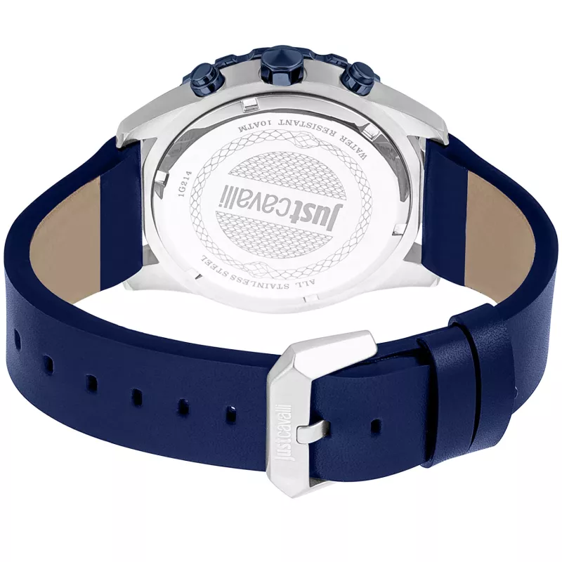 JUST CAVALLI MAN JC1G214L0045 44 mm sininen kellotaulu nahkaranneke kello