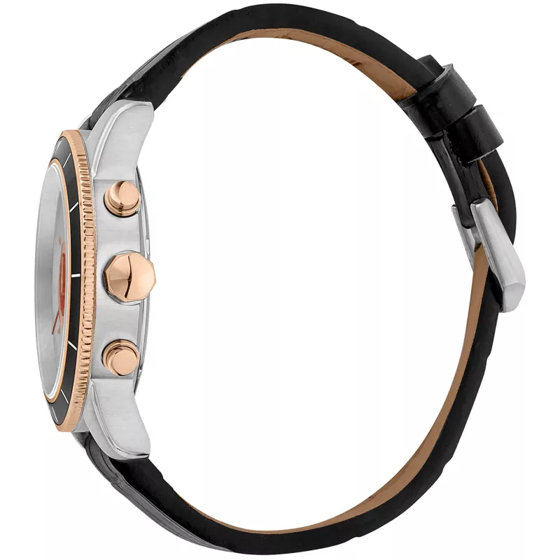 JUST CAVALLI MAN JC1G215L0035 42mm analoginen kvartsikello musta kellotaulu musta nahkaranneke
