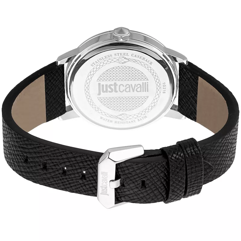 JUST CAVALLI MAN JC1G216L0015 42 mm sininen kellotaulu nahkaranneke kvartsikello
