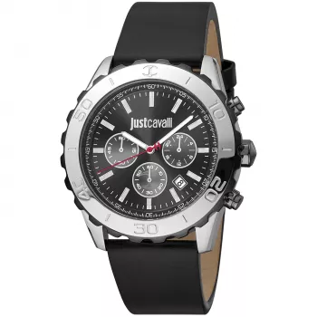 JUST CAVALLI MAN kello JC1G214L0035 (45 mm) - musta kellotaulu, musta nahkaranneke