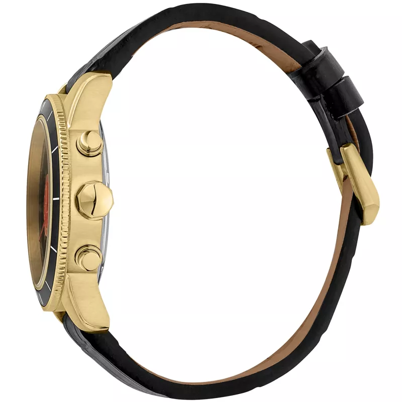 JUST CAVALLI MAN kello JC1G215L0025 (42 mm) - musta kellotaulu, nahkaranneke