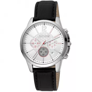 JUST CAVALLI miesten kvartsikello JC1G175L0215 42 mm sininen kellotaulu nahkaranneke