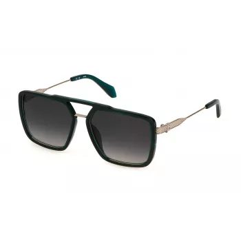 JUST CAVALLI miesten aurinkolasit SJC040-580G61 - geometrinen kokokehys muovikehys polykarbonaattilinsseillä, UV400-suoja, 58 mm linssin leveys