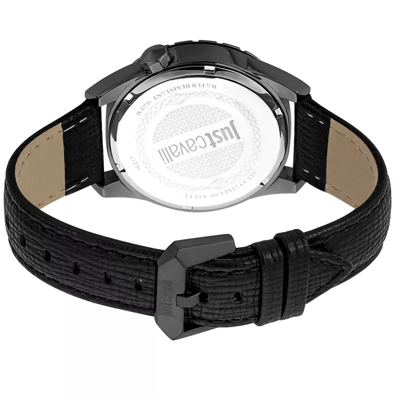 Just Cavalli miesten kello JC1G217L0045 42 mm musta kellotaulu nahkaranneke