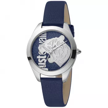 JUST CAVALLI naisten kello JC1L210L0115 32 mm hopeinen kellotaulu valkoinen nahkaranneke