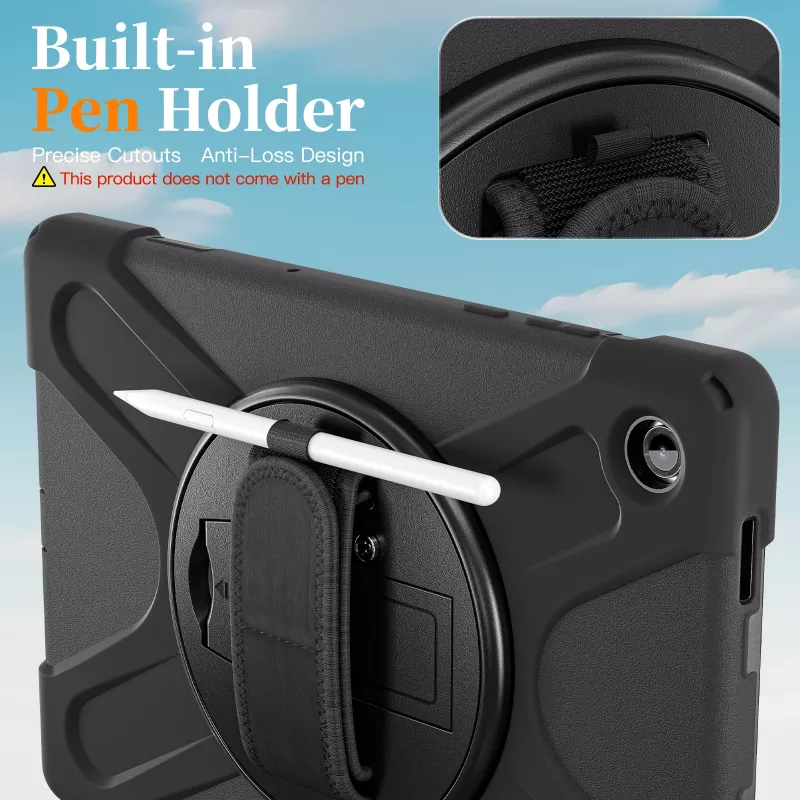 JUST MUST JM Rugged Case Grip Samsung Galaxy Tab A11+ kantohihnalla musta