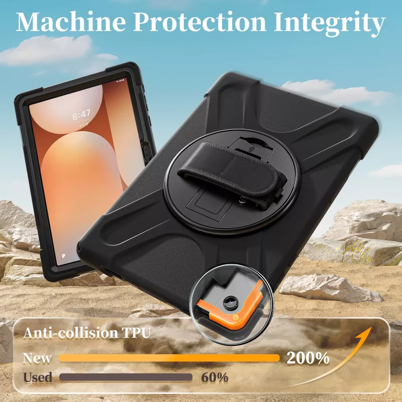 JUST MUST JM Rugged Case Grip Samsung Galaxy Tab A11+ kantohihnalla musta