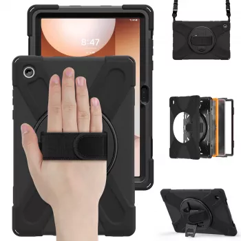 JUST MUST JM Rugged Case Grip Samsung Galaxy Tab A11+ kantohihnalla musta