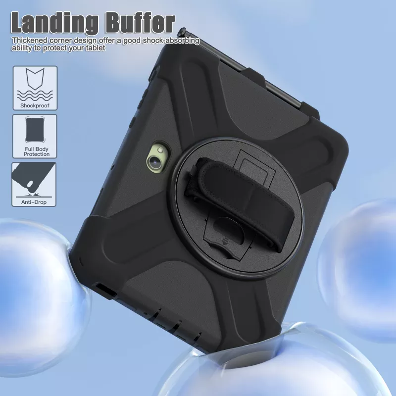 JUST MUST JM Rugged Case Grip Samsung Galaxy Tab Active Pro/Active4 Pro/Active5 Pro:lle käsilenkillä musta