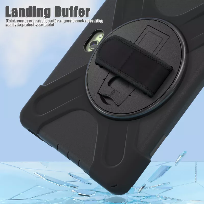 JUST MUST JM Rugged Case Grip Samsung Galaxy Tab Active Pro/Active4 Pro/Active5 Pro:lle käsilenkillä musta