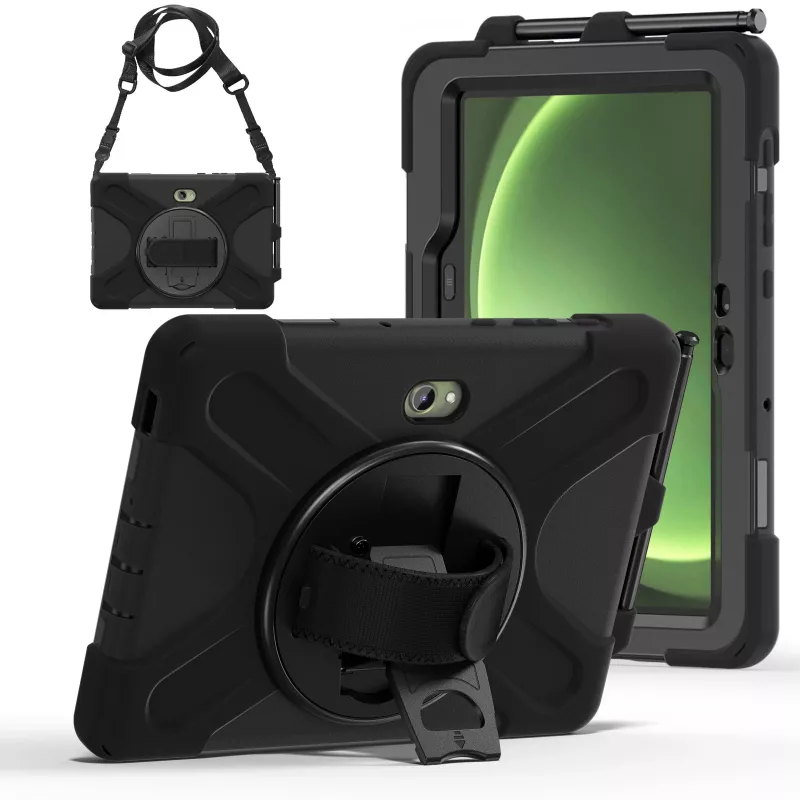 JUST MUST JM Rugged Case Grip Samsung Galaxy Tab Active Pro/Active4 Pro/Active5 Pro:lle käsilenkillä musta