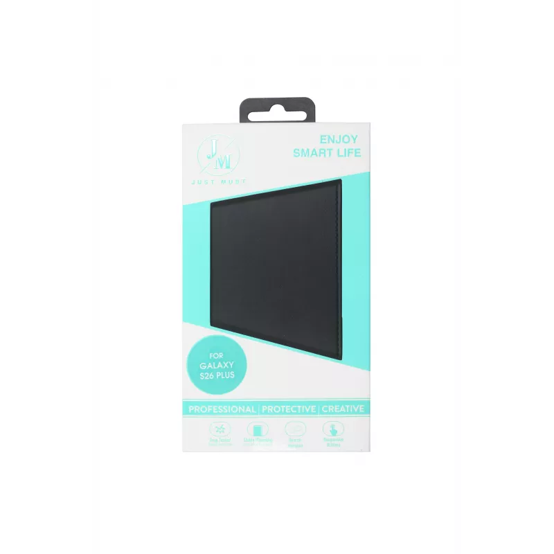 JUST MUST JM STAND FLIP CASE Galaxy S26 Plus -puhelimelle musta
