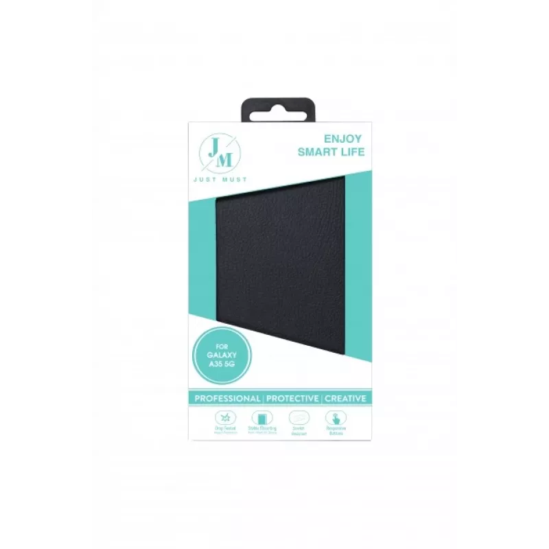 JUST MUST JM Stand Flip Case Samsung Galaxy A35 5G:lle, musta