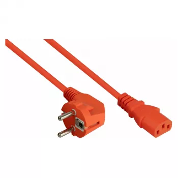 Kabelmeister 3m Schuko (CEE 7/7) - C13 virtakaapeli, 90° kulma, oranssi