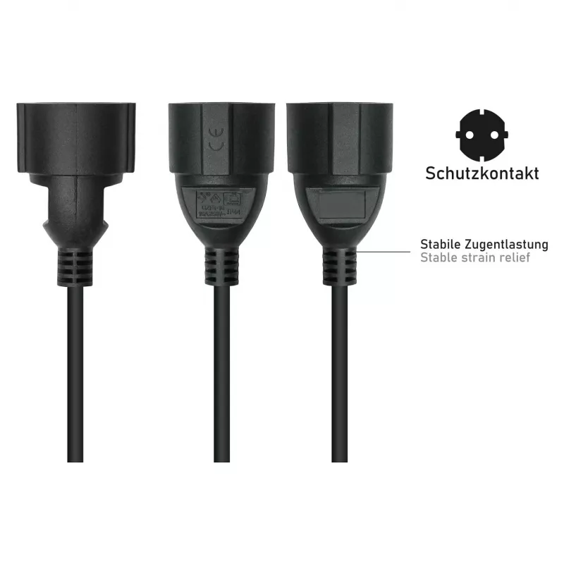 Kabelmeister C14 - Schuko-pistorasia verkkovirtasovitinkaapeli 0,15 m musta