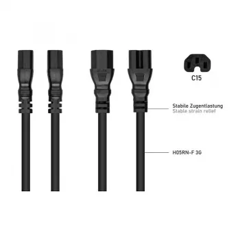 Kabelmeister IEC C14 - C15 virtajohto 3 m (SK1450-S030) – musta