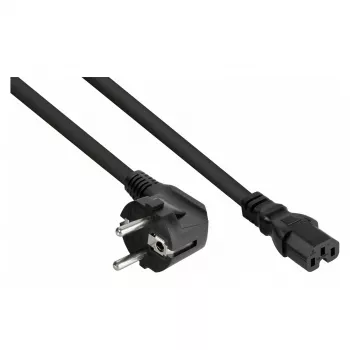 Kabelmeister virtakaapeli 90° kulma-Schuko-pistokkeella C15-liittimeen, 3 m, musta