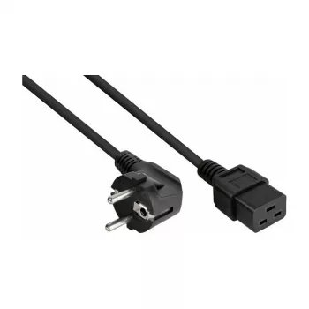 Kabelmeister SK0190-S030 90° kulma-Schuko - IEC C19 virtakaapeli, 3 m, musta