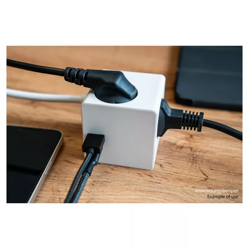kabelmeister pistorasiakuutio 3 pistorasialla, USB-C ja USB-A, valkoinen, 2 m