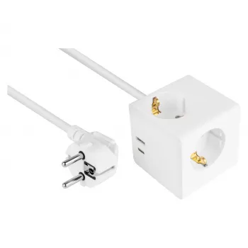 kabelmeister pistorasiakuutio 3 pistorasialla, USB-C ja USB-A, valkoinen, 2 m