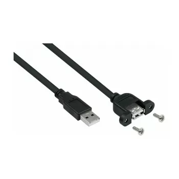 Kabelmeister USB 2.0 jatkokaapeli, tyyppi-A pistoke - paneeliasennettava tyyppi-A liitin, 1 m, musta