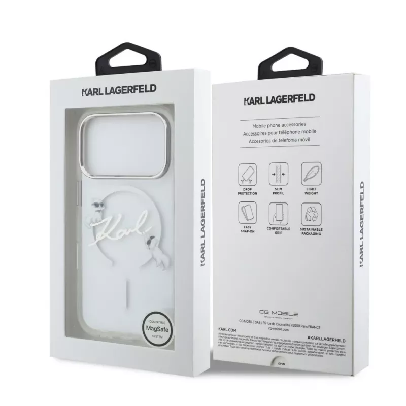 Karl Lagerfeld Apple iPhone 18 Pro Max HC MagSafe IML Clear Case Karl Script -logolla läpinäkyvä
