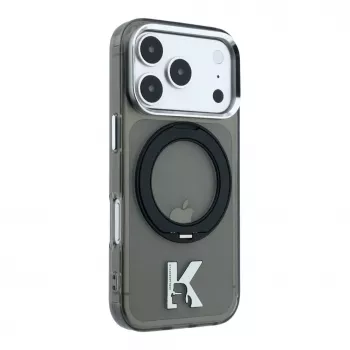 Karl Lagerfeld IML Ring Stand 360 Kameo Metal MagSafe-kotelo iPhone 18 Pro Max / 17 Pro Max -puhelimeen - musta