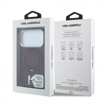Karl Lagerfeld IML Ring Stand 360 Kameo Metal MagSafe-kotelo iPhone 18 Pro Max / 17 Pro Max -puhelimeen Burgundy