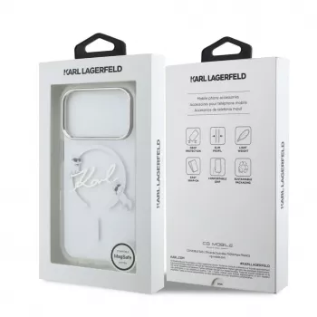 Karl Lagerfeld IML Karl Script Logo MagSafe -kovakotelo Apple iPhone 18 Pro -puhelimelle, läpinäkyvä