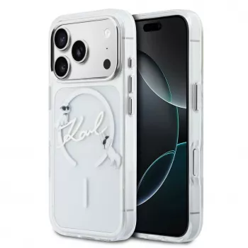 Karl Lagerfeld IML Karl Script Logo MagSafe -kovakotelo Apple iPhone 18 Pro -puhelimelle, läpinäkyvä