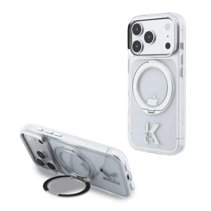 Karl Lagerfeld iPhone 18 Pro Max / 17 Pro Max MagSafe IML Ring Stand 360 Kameo Metal läpinäkyvä kotelo