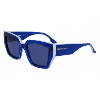 KARL LAGERFELD KL6143S-400 naisten kulmikkaat asetaatti-aurinkolasit, tummansininen kehys, harmaat liukuvärilinssit, 53 mm