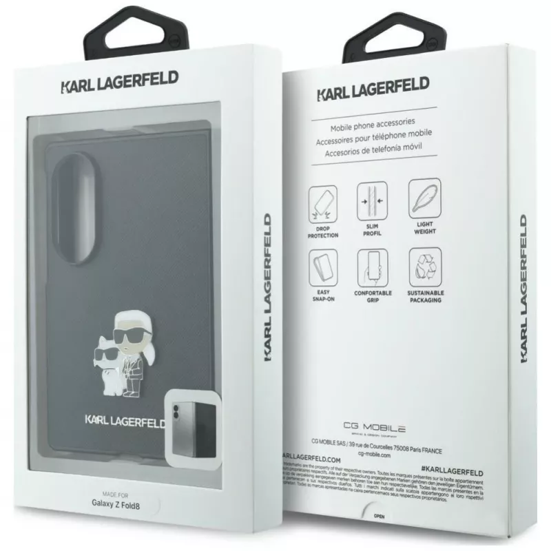 Karl Lagerfeld PU Saffiano Karl and Choupette kotelo Samsung Galaxy Z Fold8, musta