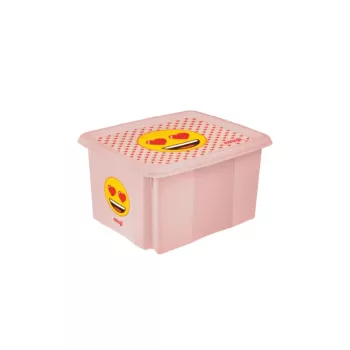 keeeper laatikko kannella 15L Karolina “Emoji Hearts” 38x29,5x20,5cm pinkki