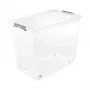 keeeper laatikko kannella ja pyörillä clipbox Leo 59x38x47cm 74L läpinäkyvä