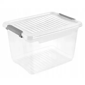 keeeper Clipbox Leonie säilytyslaatikko klipsikannella, 16,6 L, läpinäkyvä, 37,5 x 28,5 x 23,5 cm