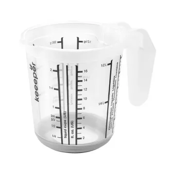 KEEEPER mittakannu liukumattomalla toiminnolla 0,5L Massimo Ø10,5x11,5cm läpinäkyvä/harmaa