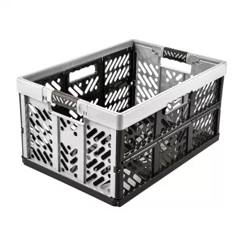 keeeper Profi taittolaatikko ben, 45 L, Light Silver – kantavuus 50 kg, taitettava ja pinottava, tilaa säästävä säilytyslaatikko Soft-Grip-kahvoilla, PP/TPE, 54 x 37 x 28 cm