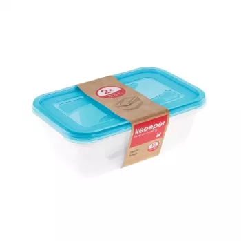 keeeper sarja 2 suorakaiteen muotoista säilytysastiaa 3,3L Fredo Fresh läpinäkyvä/vaaleansininen