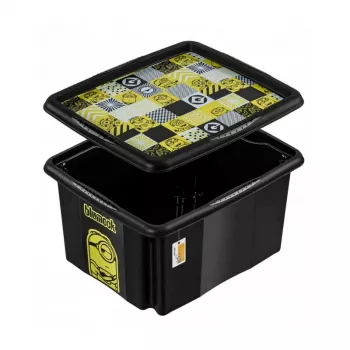 keeeper säilytyslaatikko kannella 24L Karolina Minions Mosaic, musta, 42,5 x 35,5 x 22,5 cm