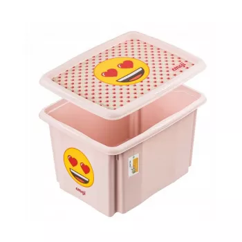 keeeper säilytyslaatikko kannella 30L Karolina ”Emoji Hearts” 45x35x27cm pinkki