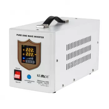 KEMOT PROsinus-1000 varavirransyöttö – puhdas siniaalto invertteri 12V lataustoiminnolla, 230V, 1000VA/700W