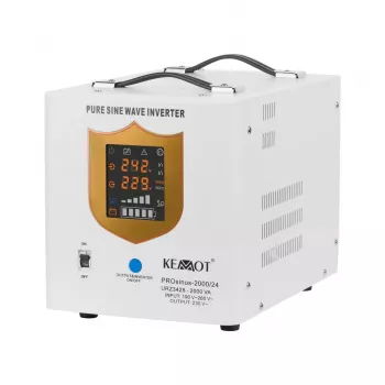 KEMOT PROsinus-2000/24 UPS-muunnin puhtaalla siniaallolla ja lataustoiminnolla 24V 230V 2000VA/1400W